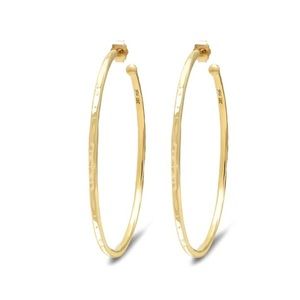 Jennifer Meyer Medium Hammered Hoops.  18k. 49mm diameter